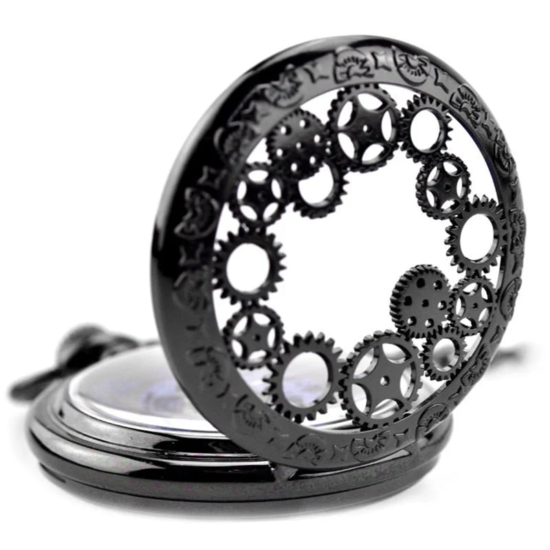 Gear Gun Metal Pocket Watch - Image 4